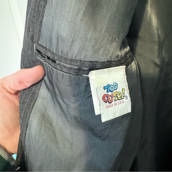 Vintage RARE 1994 TOO CUTE pinstripe Flintstones embroidered Oversized blazer - Picture 8 of 10